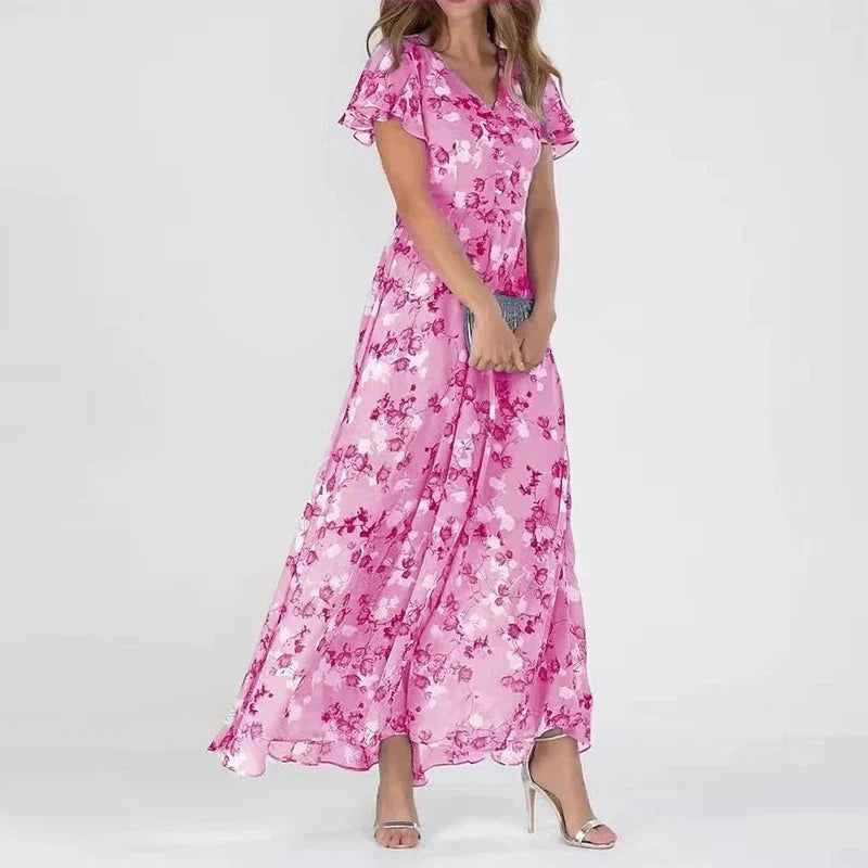 Zamira – Maxi dress with colorful flair and slip detail
