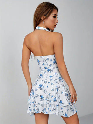 Livette - Floral Backless Mini Dress