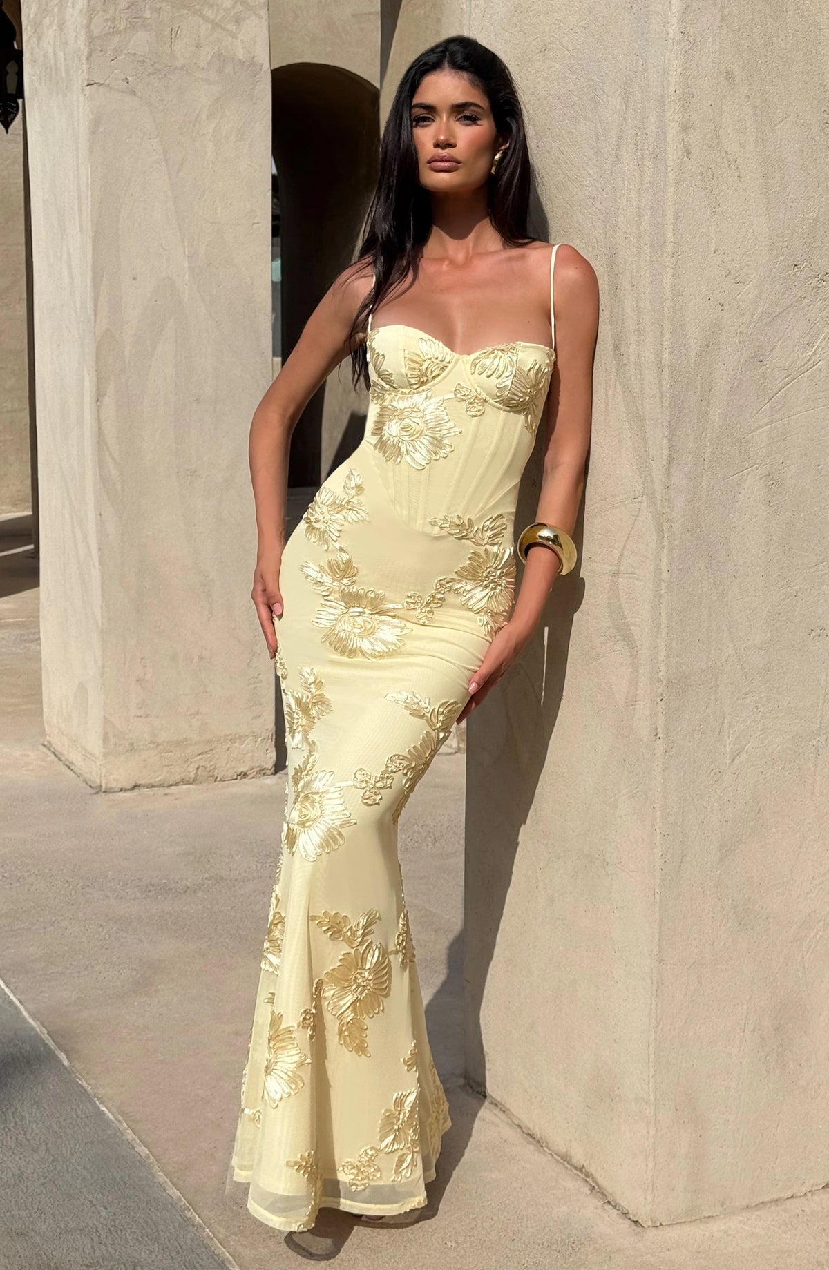 Livette - Yellow Floral Maxi Dress