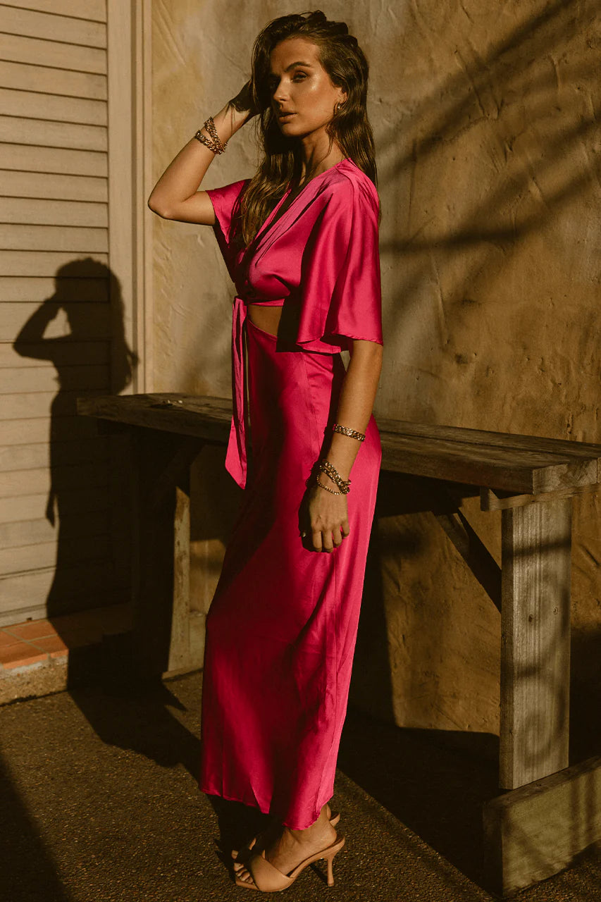 Kaylee Midi Dress - Fuschia