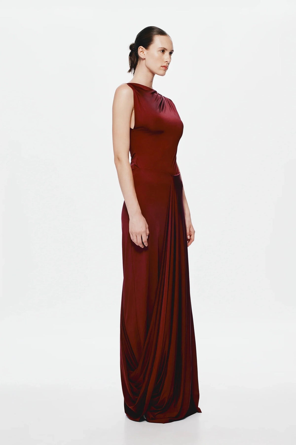 Misha Waterfall Jersey Maxi Skirt - Port