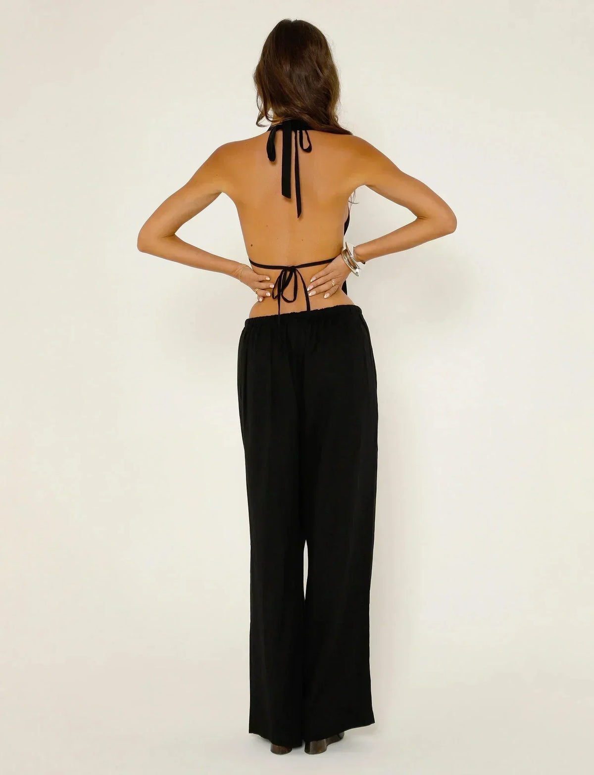 Mireza – Halter top & wide leg set with open details