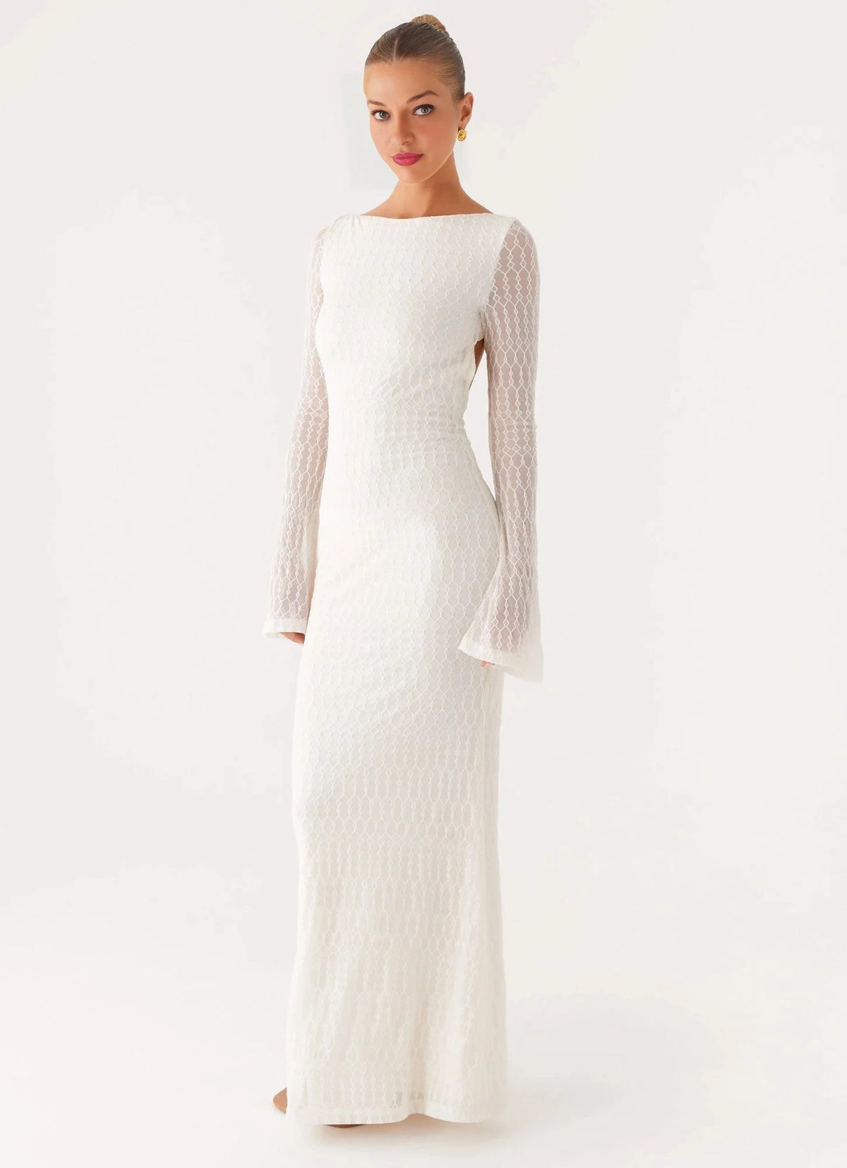Elegeleges Exclusive - Ethereal Long Sleeve Maxi Dress - Ivory