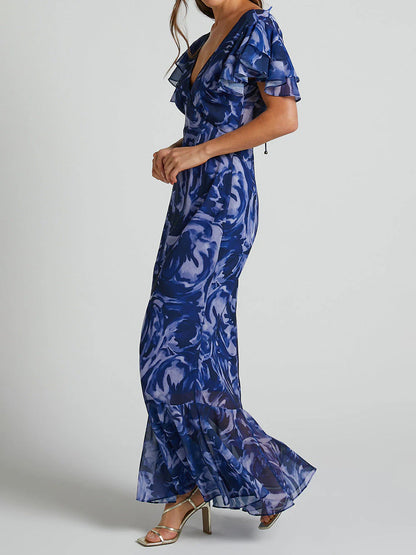 Miana - V-neck Bell Sleeve Dress