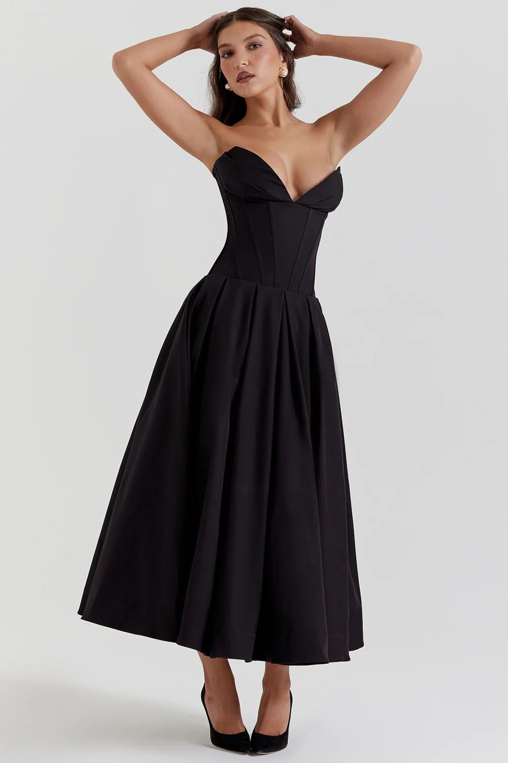 Livette - Strapless Corset Midi Dress