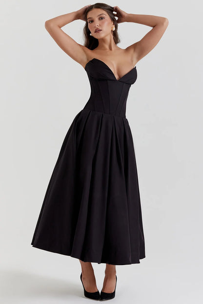 Livette - Strapless Corset Midi Dress