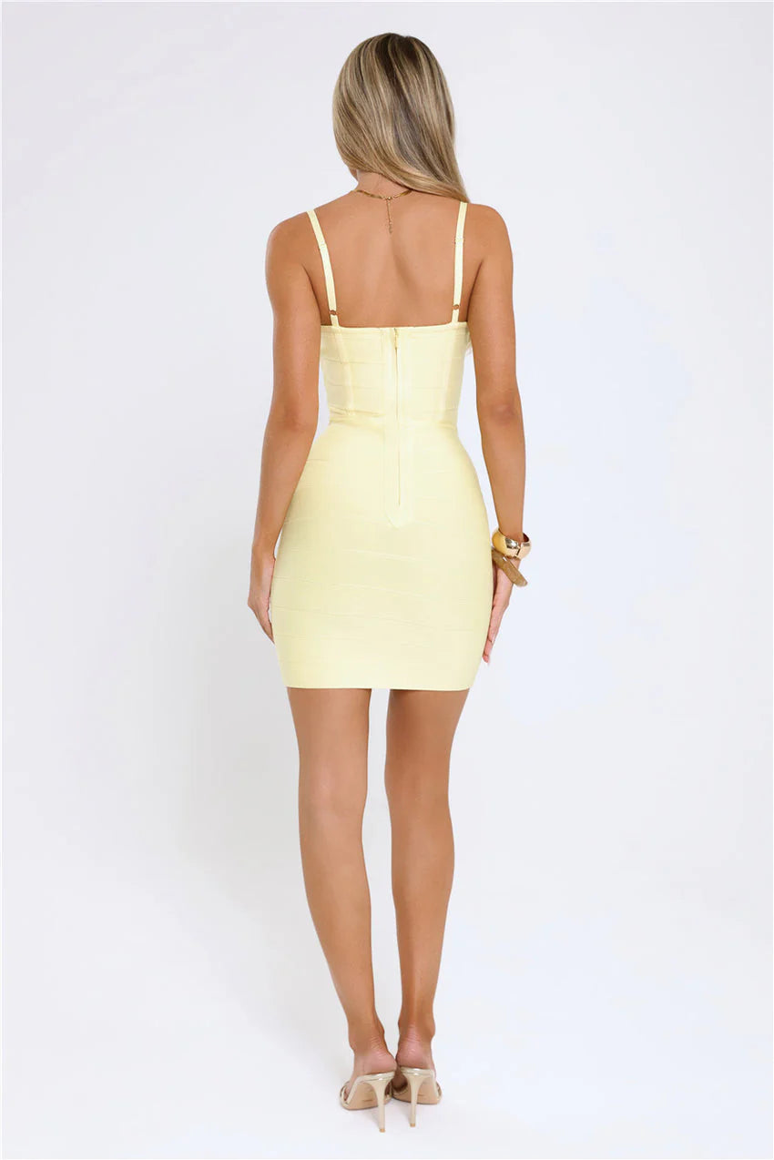 Iconic Edge Bandage Mini Dress Yellow
