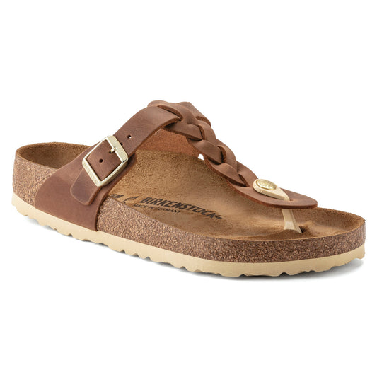 Gizeh Braid Oiled Leather Sandal in Cognac