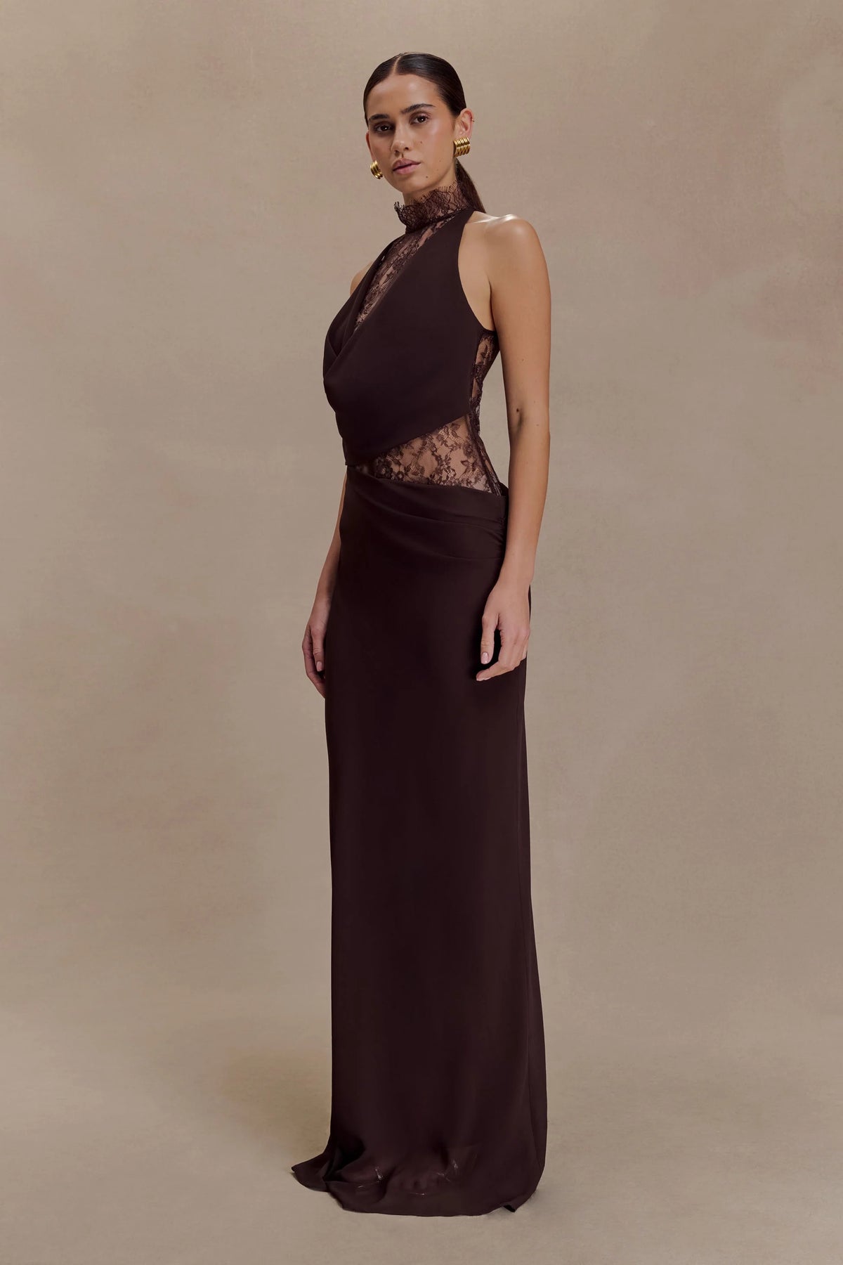 Livette - Lace Halter Maxi Dress