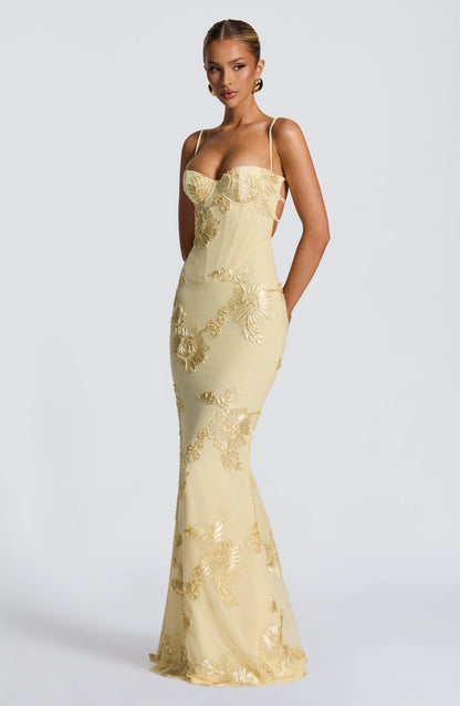 Livette - Yellow Floral Maxi Dress