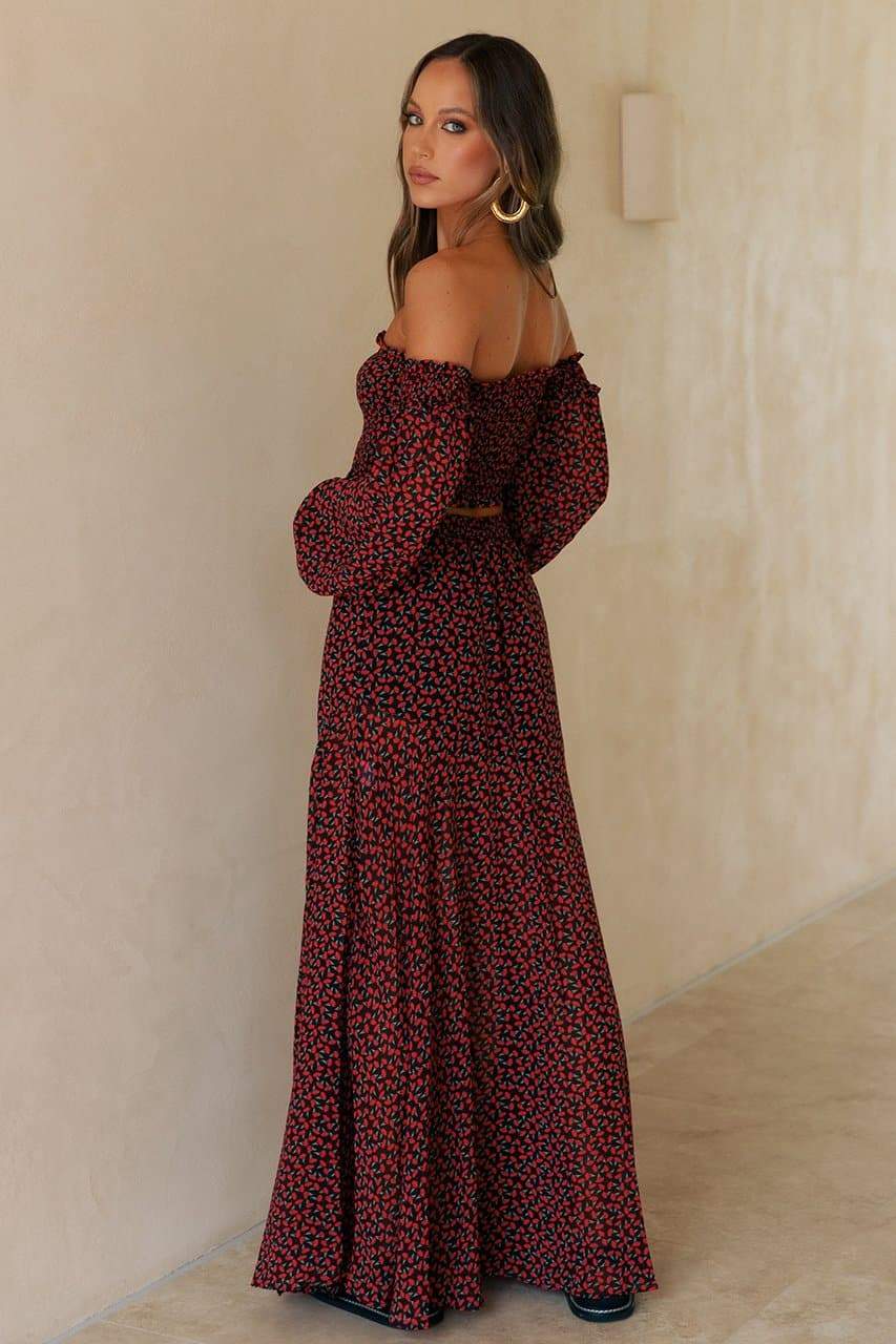 Hartley Maxi Skirt - Black Floral