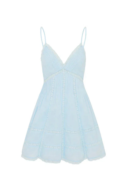 Docila Cotton Mini Dress - BLUE