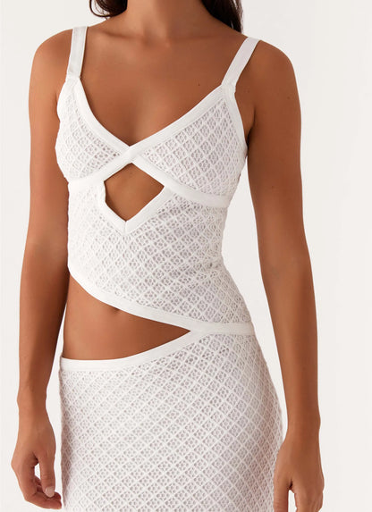 Livette - White Crochet Maxi Dress