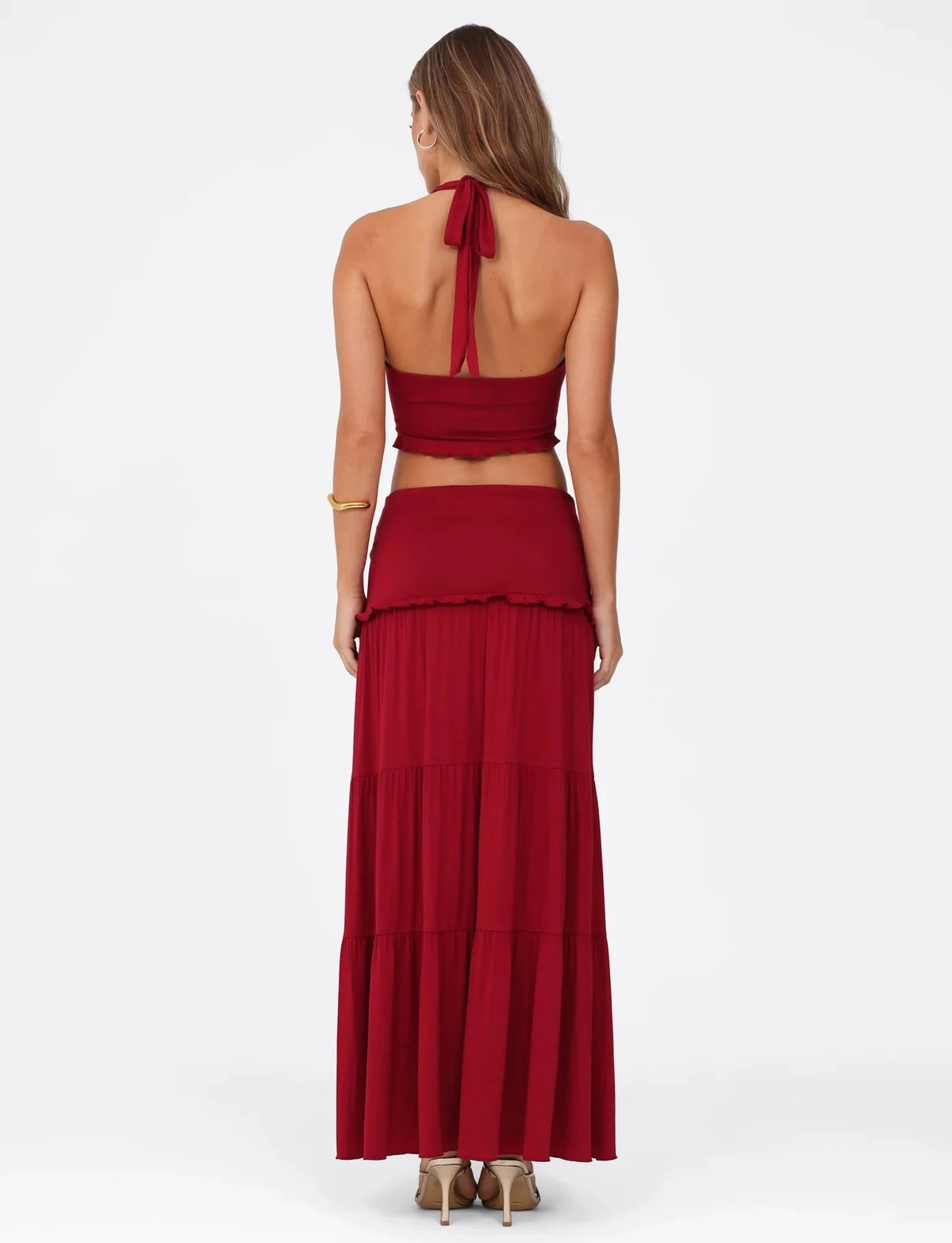 Mireille - Halter top and long skirt set in soft jersey