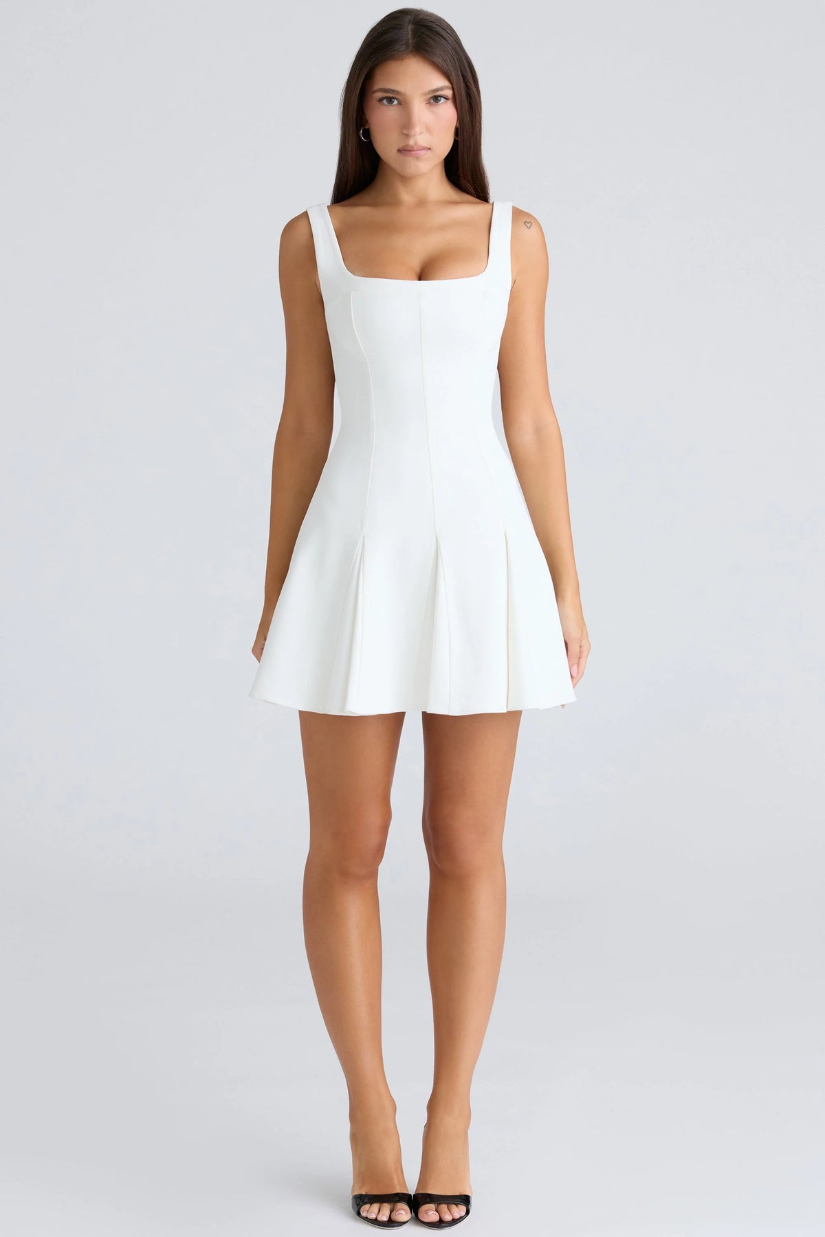 vintage ivory stretch crepe mini dress