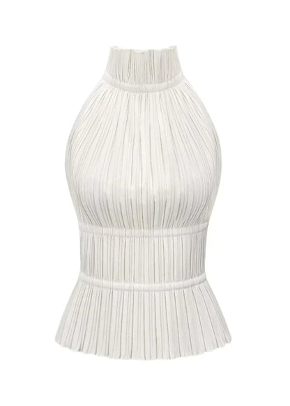 Olivienne – Pleated backless top with neck closure