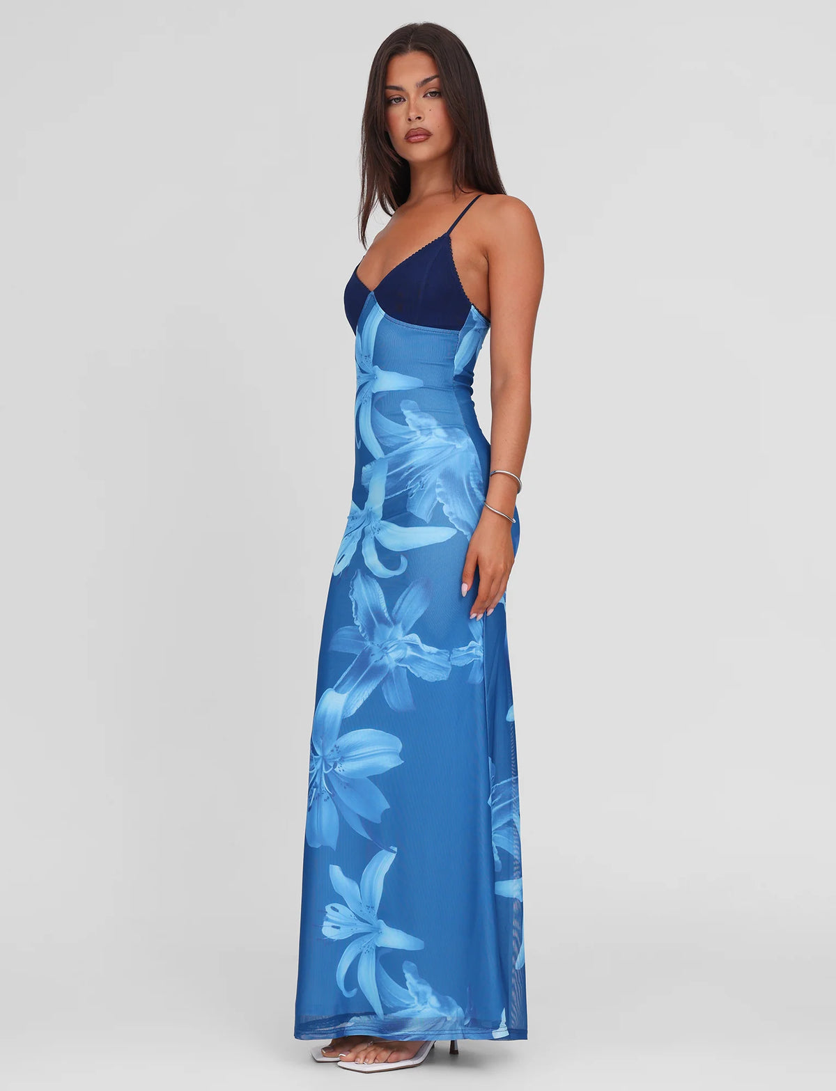 Meshira – Maxi dress with Orchid Print