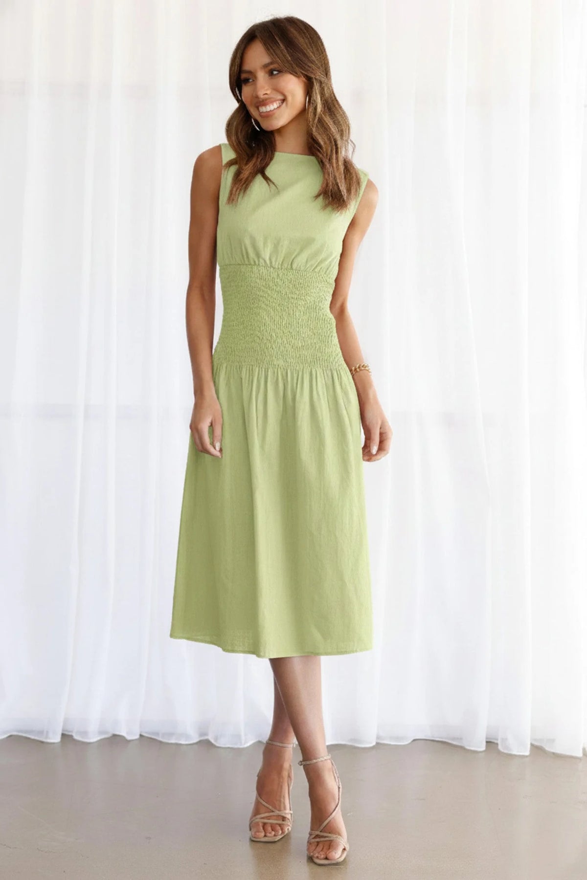 Emory Linen Dress - Lime