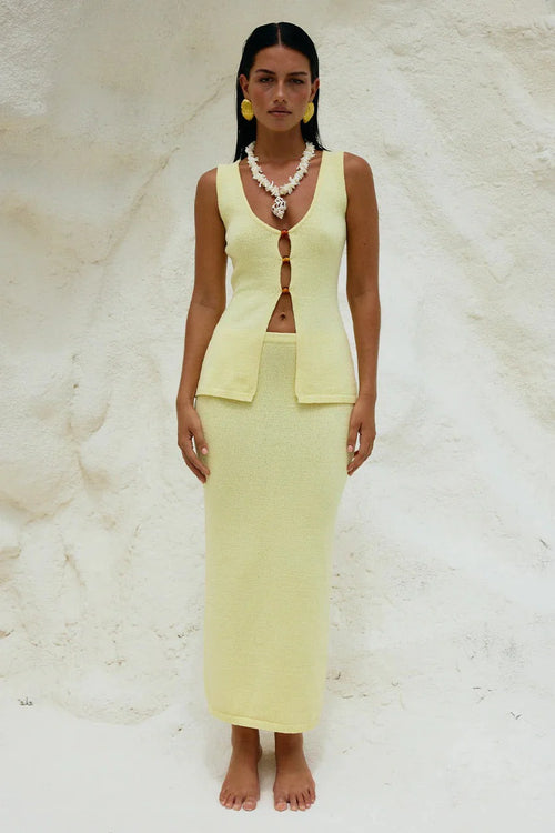 Nadina Midi Skirt - Lemon