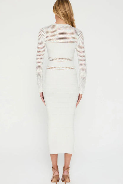 Jessa Crochet Midi Dress - White