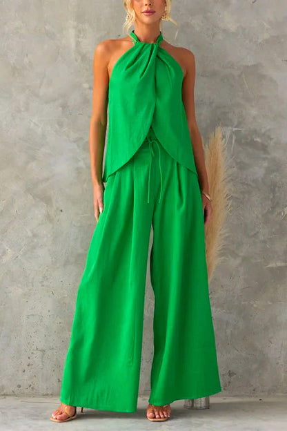 Julie – Elegant halter co-ord set with split detail
