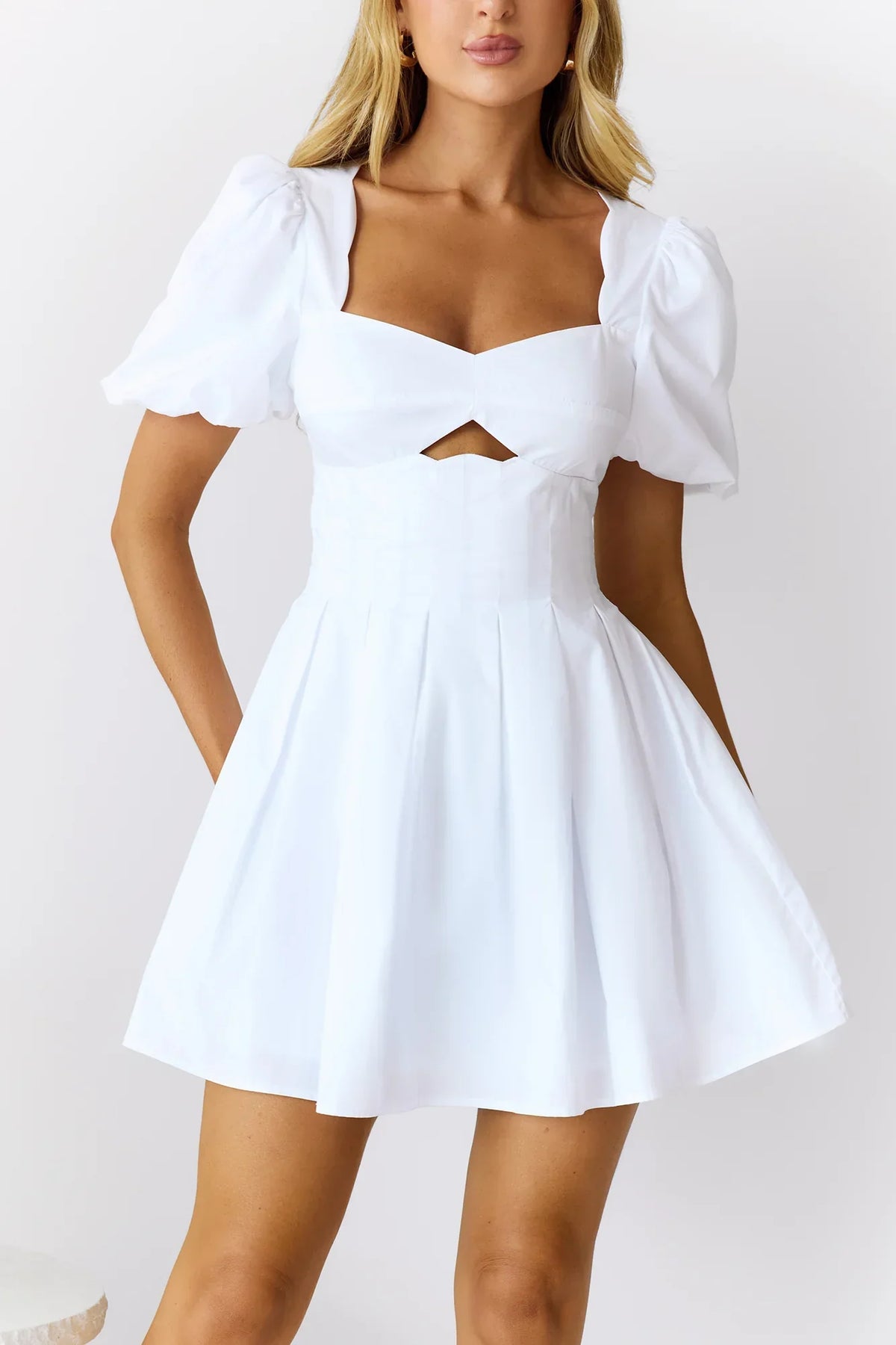 Seashore Soiree Short Sleeve Mini Dress White