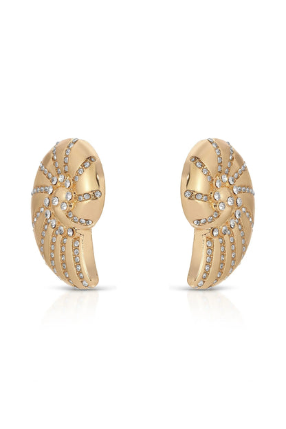 Crystal Shell Earrings - 18k Gold Plated