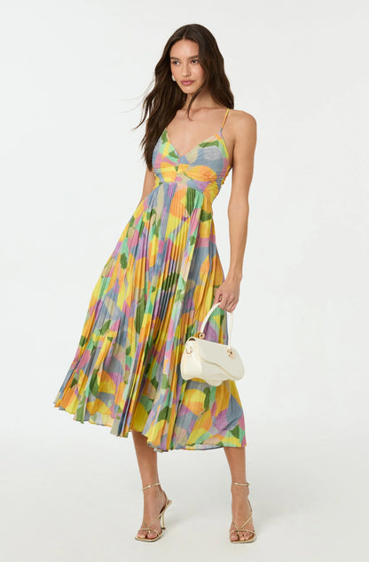 Lisa – Pleated maxi dress with floral print