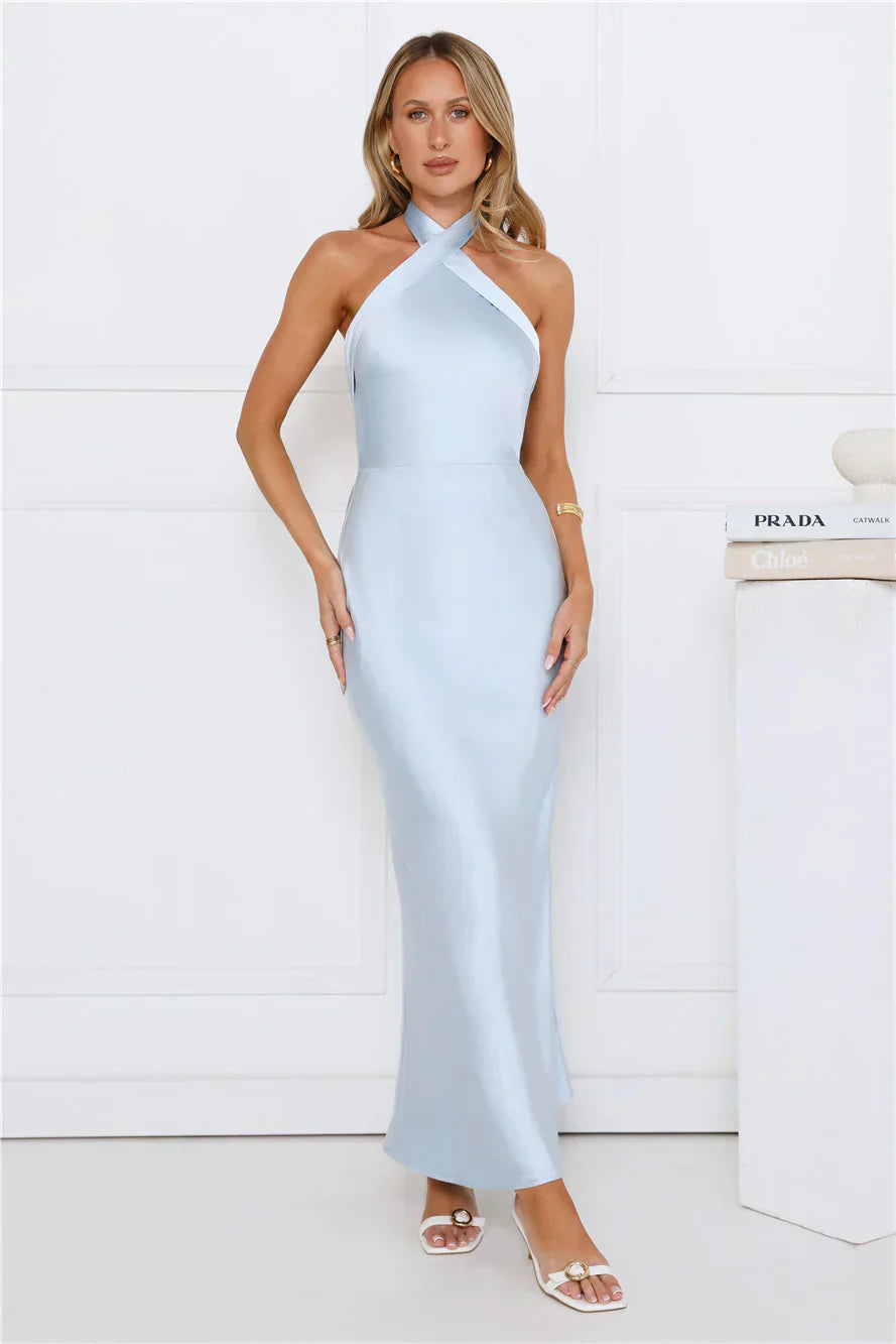 Majestic Girl Halter Satin Maxi Dress