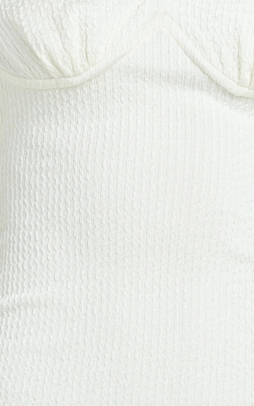 Anziel Maxi Dress - Underwire Off Shoulder Backless Column Jersey Tie Back in Off White