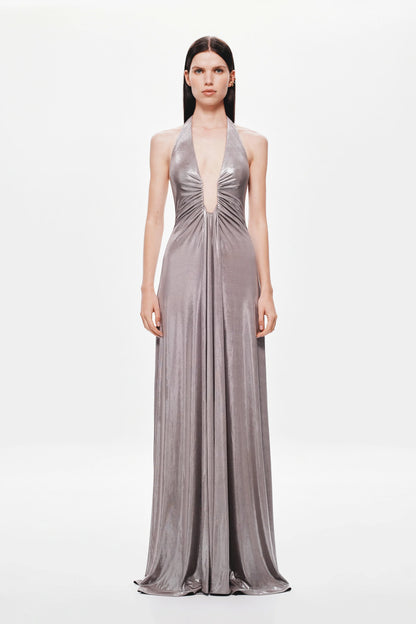 Jennifer Foil Jersey Dress - Cinder