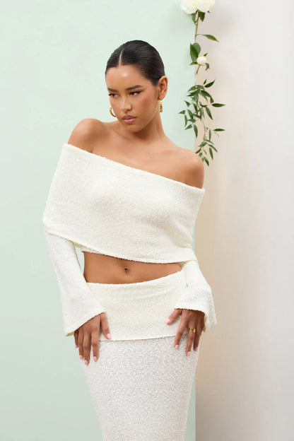 Juline - Bouclé co-ord set with bardot detail