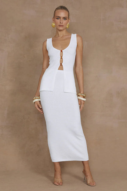 Nadina Midi Skirt - White