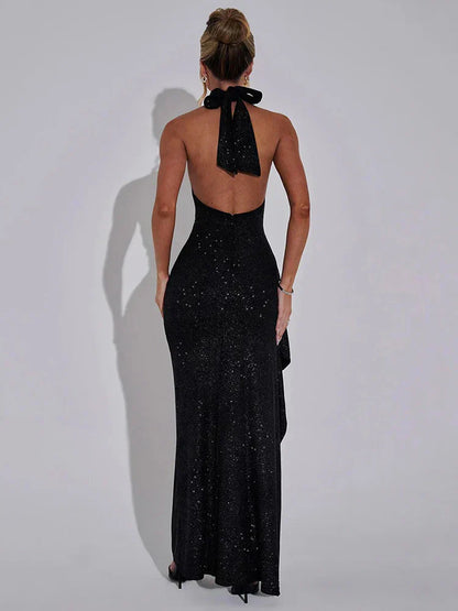 Liranna - Backless Slit Maxi Dress