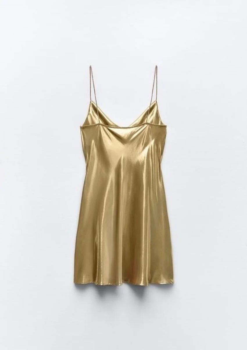 Gold Slip Mini Dress