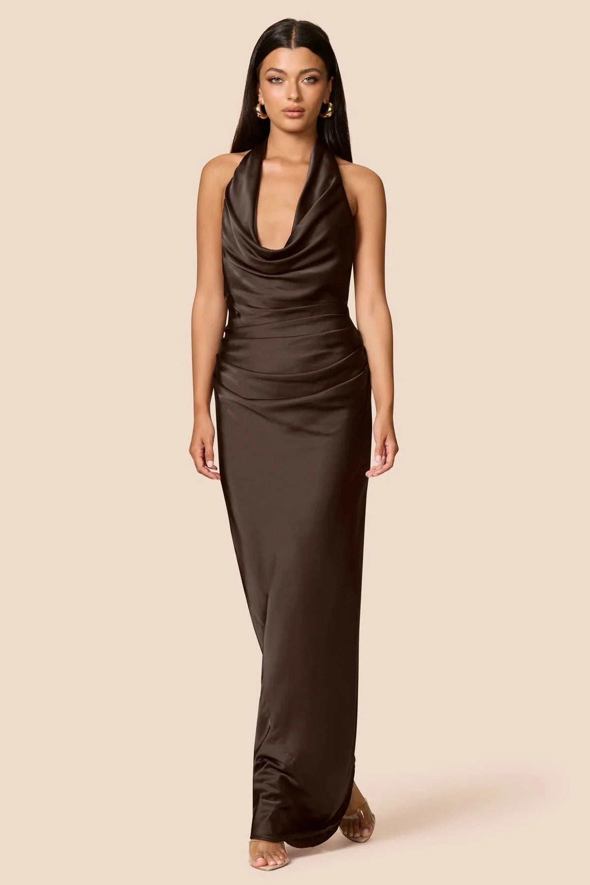 Nookie Penelope Drape Gown - Chocolate