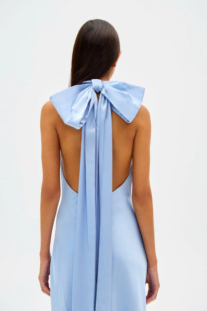 Evianna Satin Maxi Dress - Baby Blue