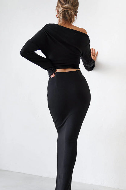 Cupro Maxi Skirt - Black