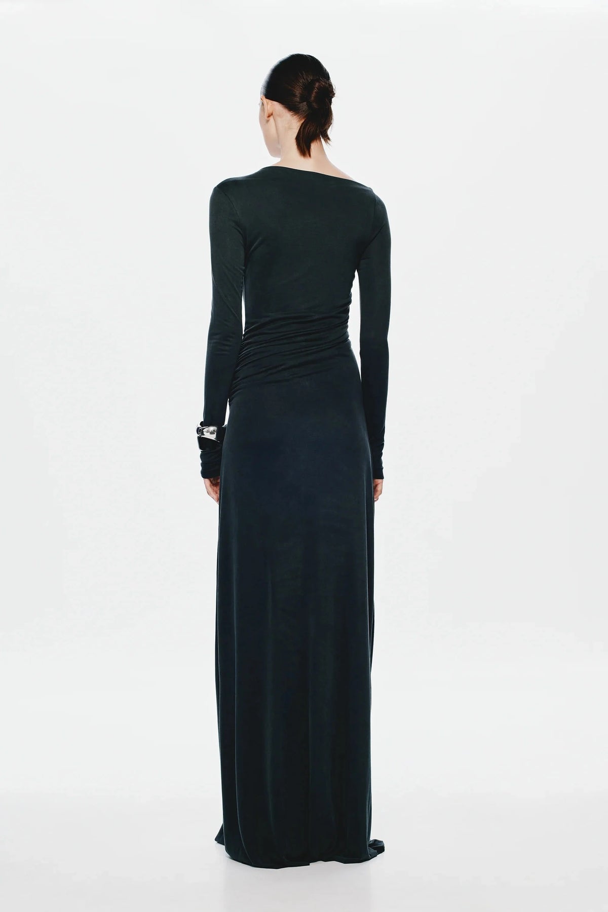 Misha Glacier Cupro Long Sleeve Maxi Dress - Black