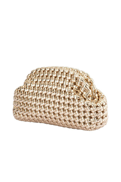 Everly Hand Woven Clutch - Gold
