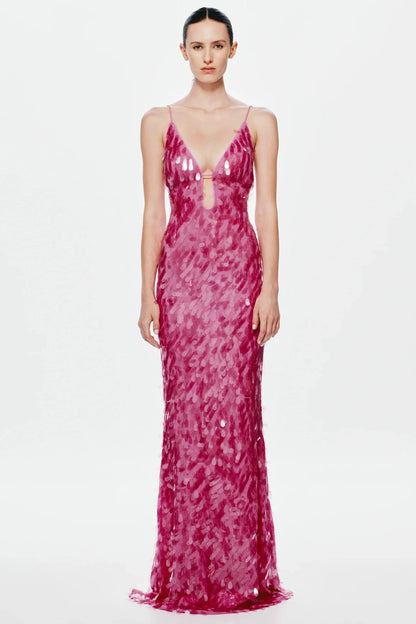 Misha Sapphire Sequin Maxi Dress - Fuchsia