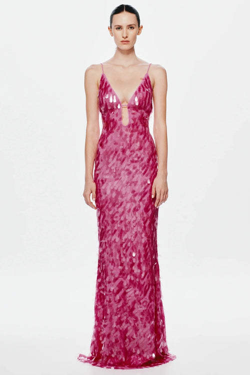 Misha Sapphire Sequin Maxi Dress - Fuchsia
