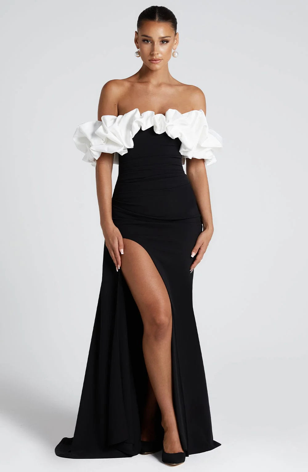 Livette - Ruffle Bardot Maxi Dress