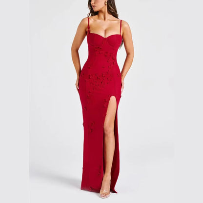 Livette - Flower Spaghetti Maxi Dress