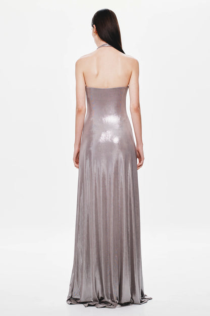 Jennifer Foil Jersey Dress - Cinder