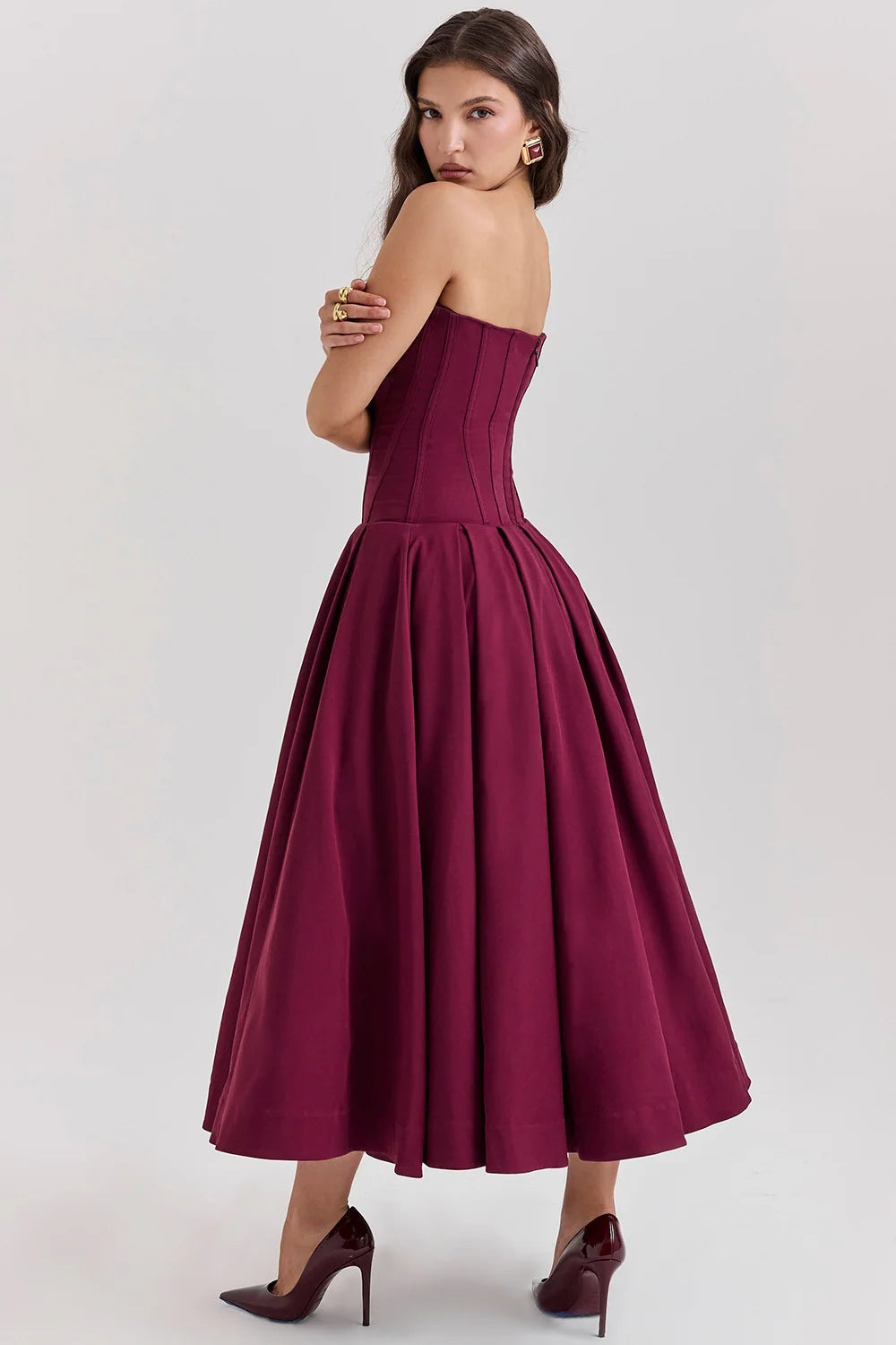 Livette - Strapless Corset Midi Dress