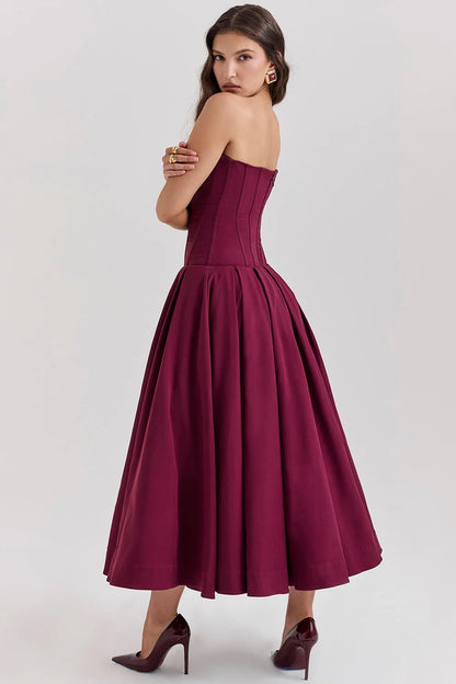 Livette - Strapless Corset Midi Dress