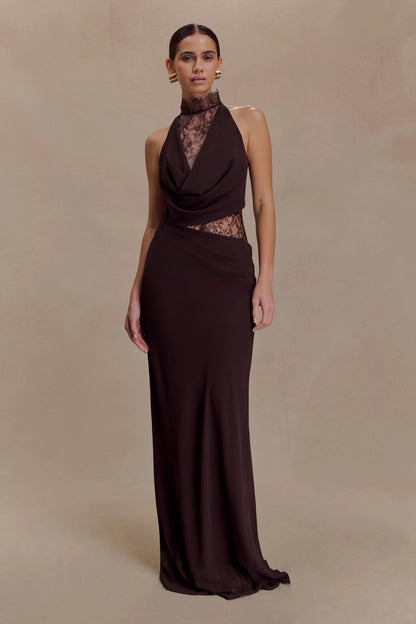 Livette - Lace Halter Maxi Dress