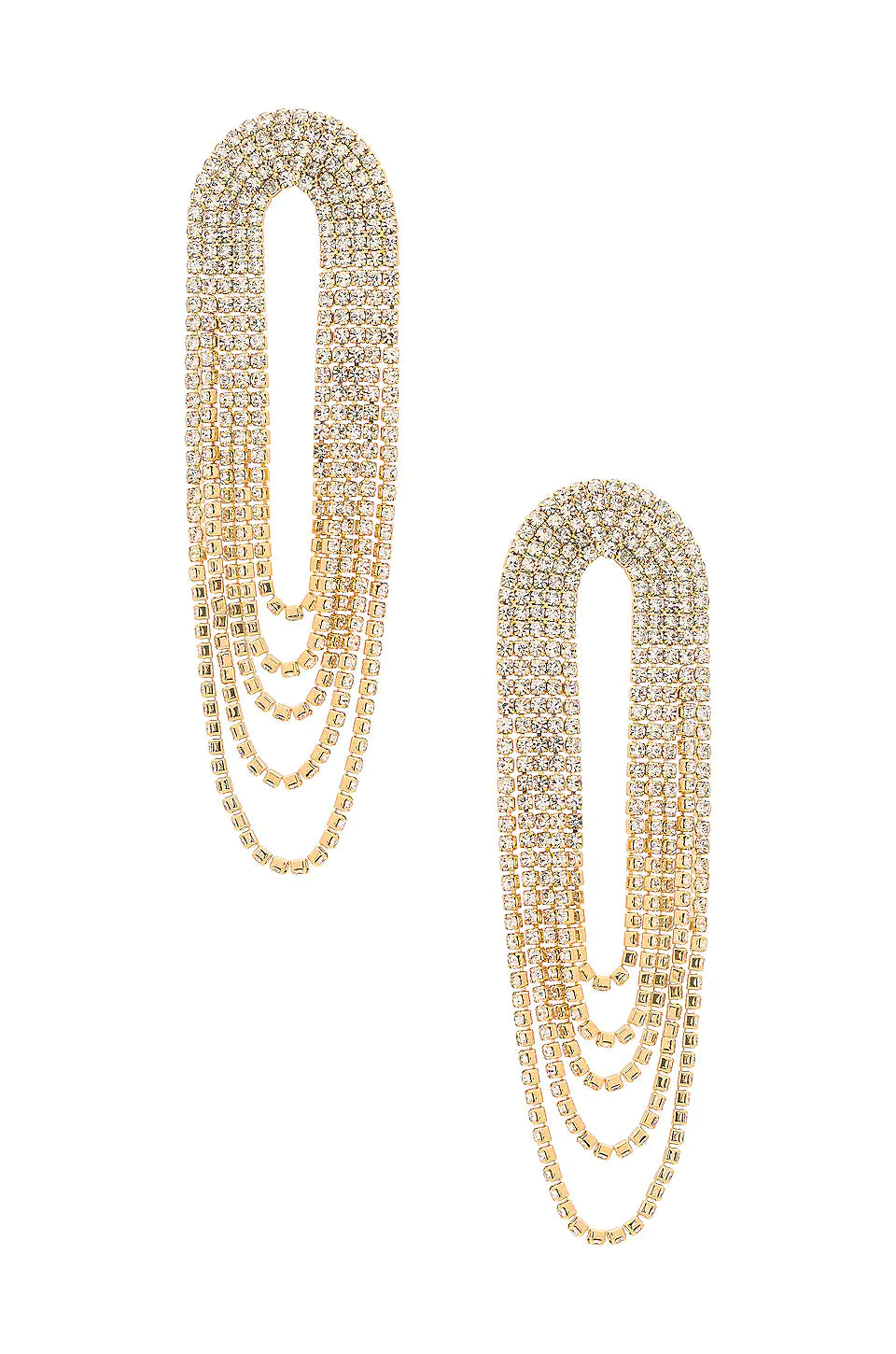 Crystal Drape Fringe Earrings - Gold