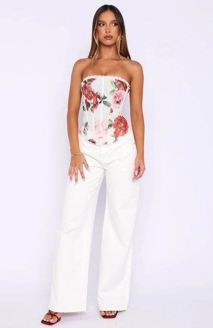 Darling Heart Strapless Bustier Heirloom Bloom